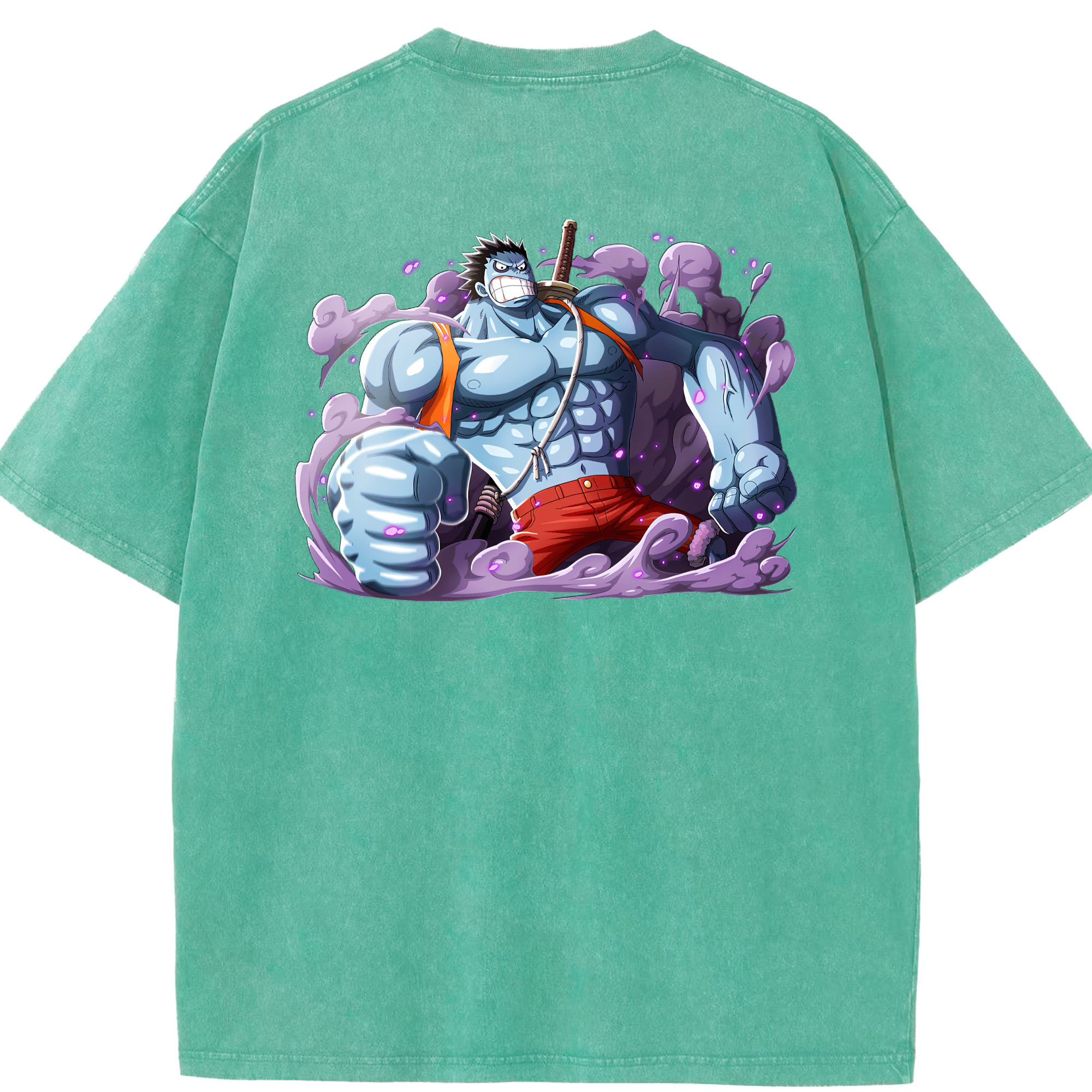 ワンピース モンキー・D・ルフィ ONE PIECE Monkey D. Luffy 綿100% ヴィンテージ風 半袖Tシャツ（背面プリント）